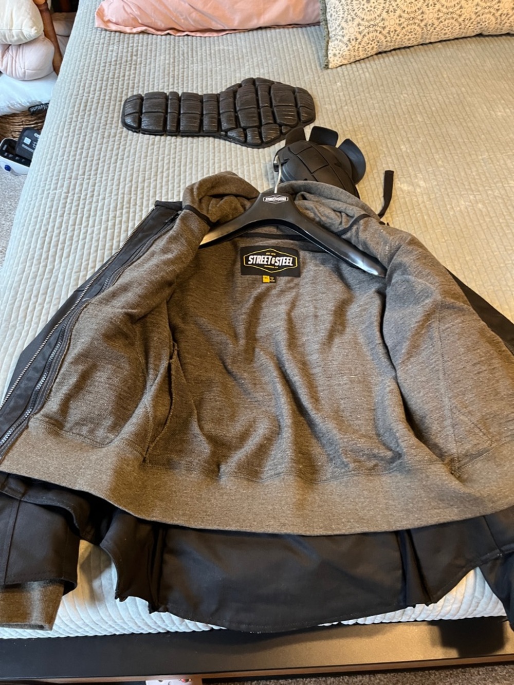 Women's Black Motorcycle Jacket- Removable Hoodie- Removable Pads - Picture 12 of 16